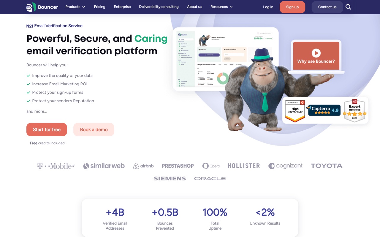 Screenshot of the Bouncer homepage