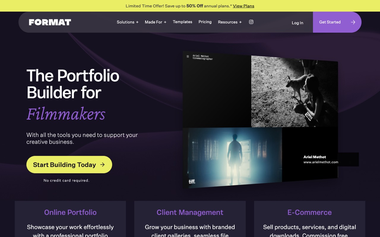 Screenshot of the Format homepage