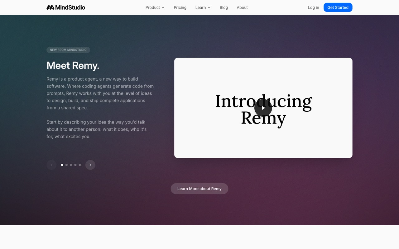 Screenshot of the MindStudio homepage
