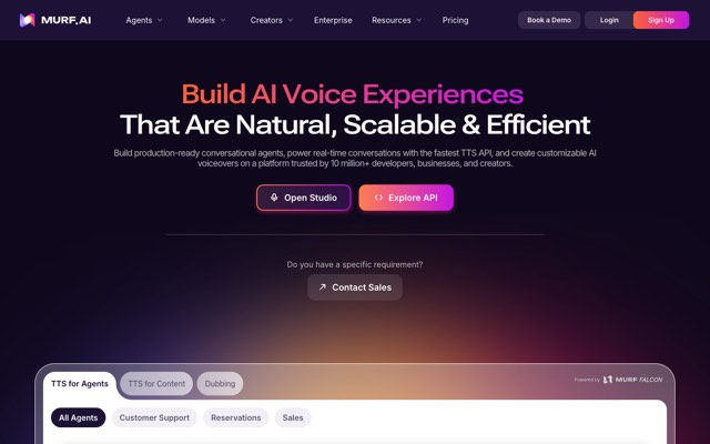 Screenshot of the Murf AI homepage