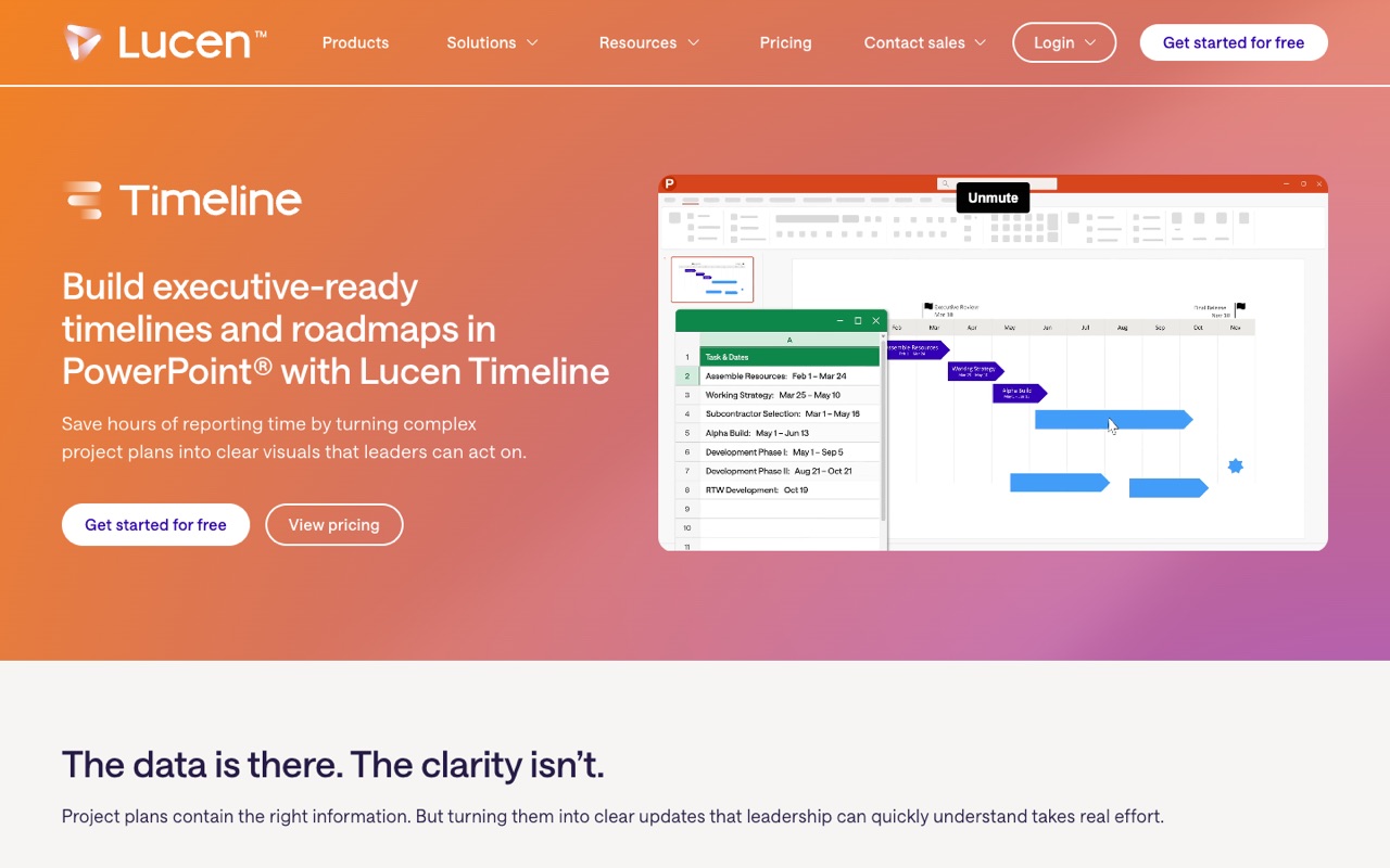 Screenshot of the Office Timeline homepage
