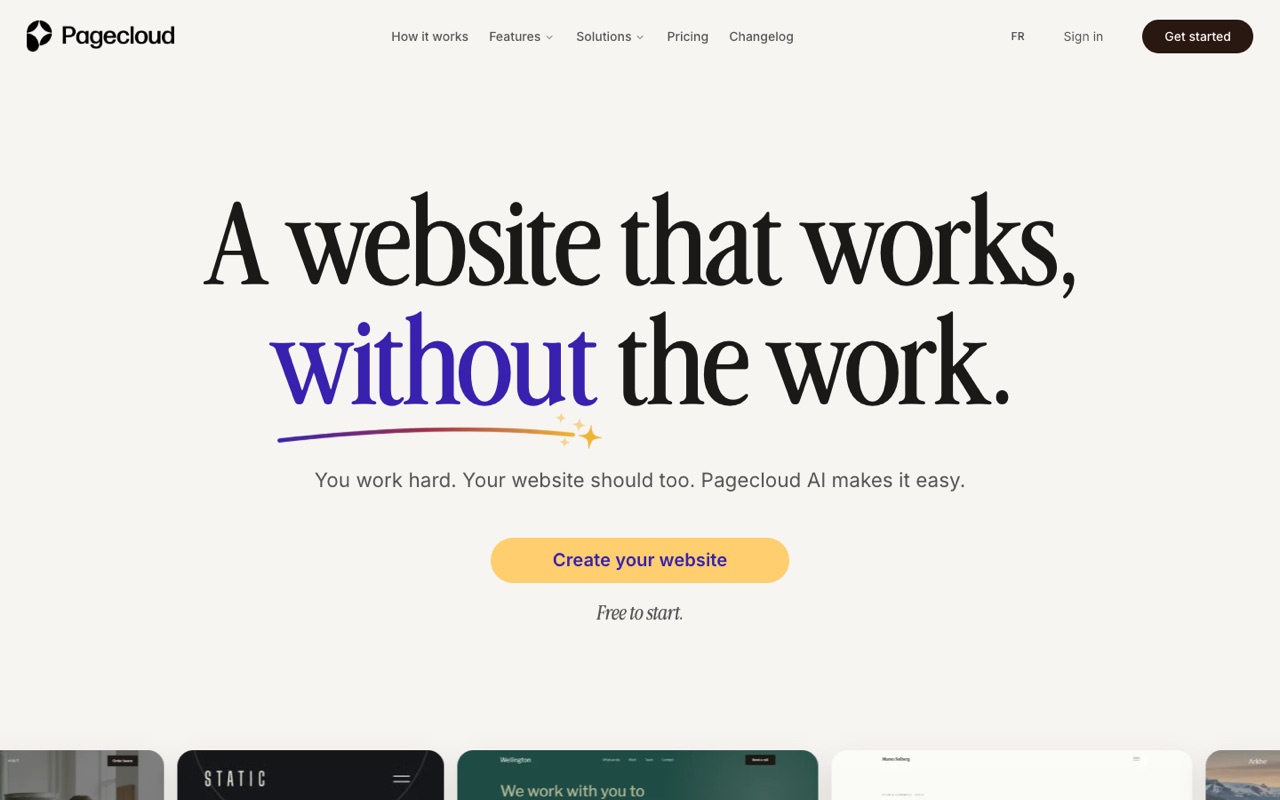 Screenshot of the Pagecloud homepage