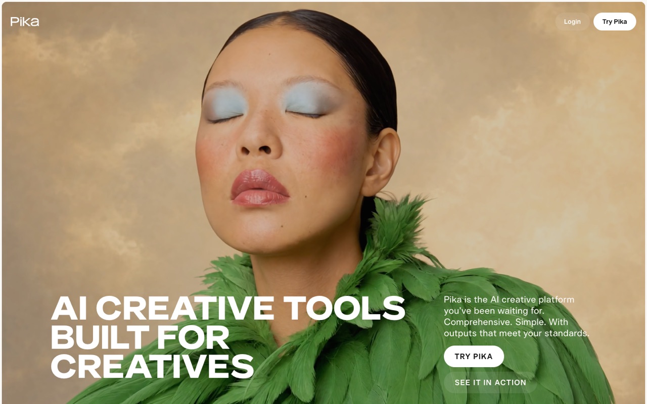 Screenshot of the Pika homepage