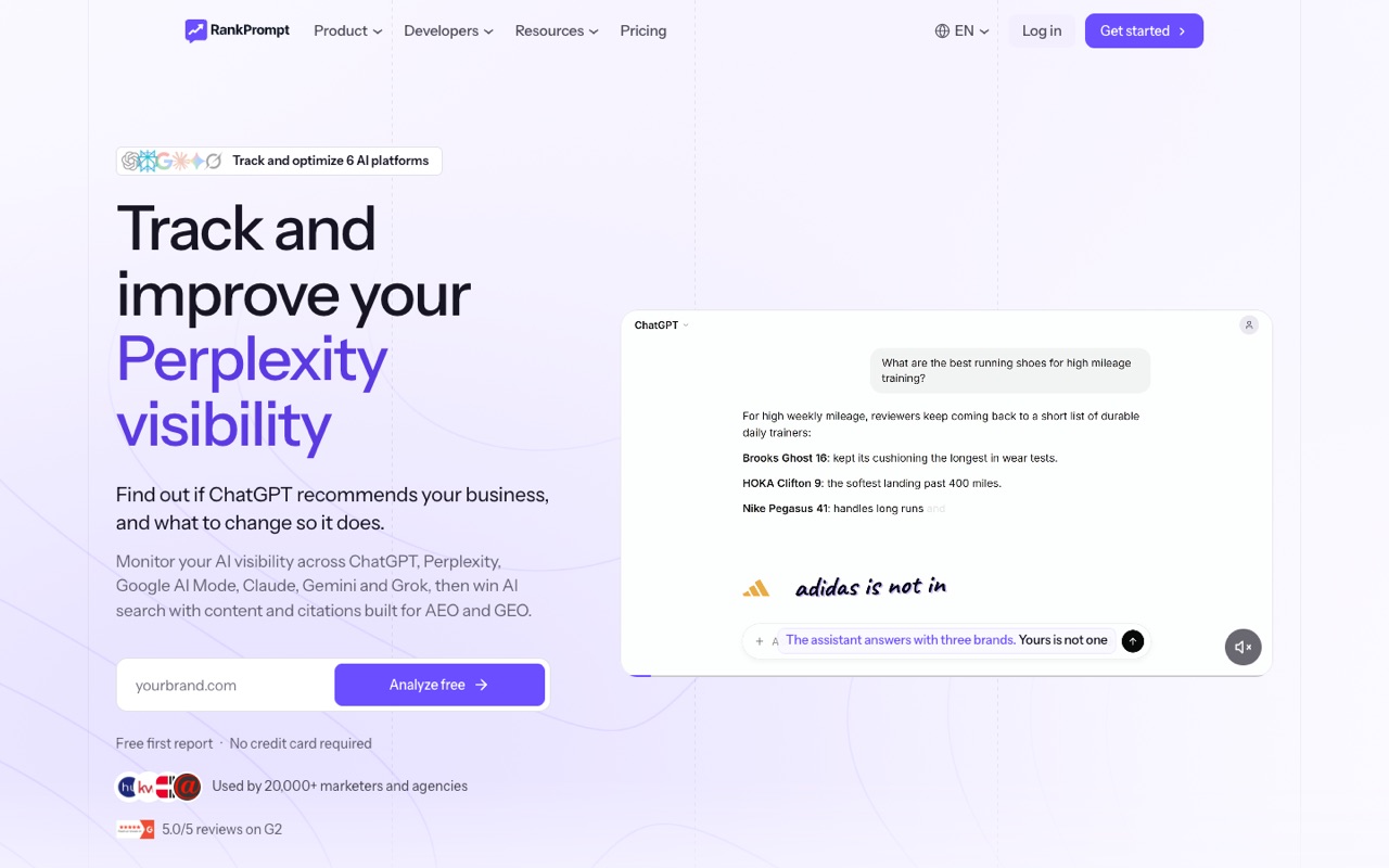 Screenshot of the Rank Prompt homepage