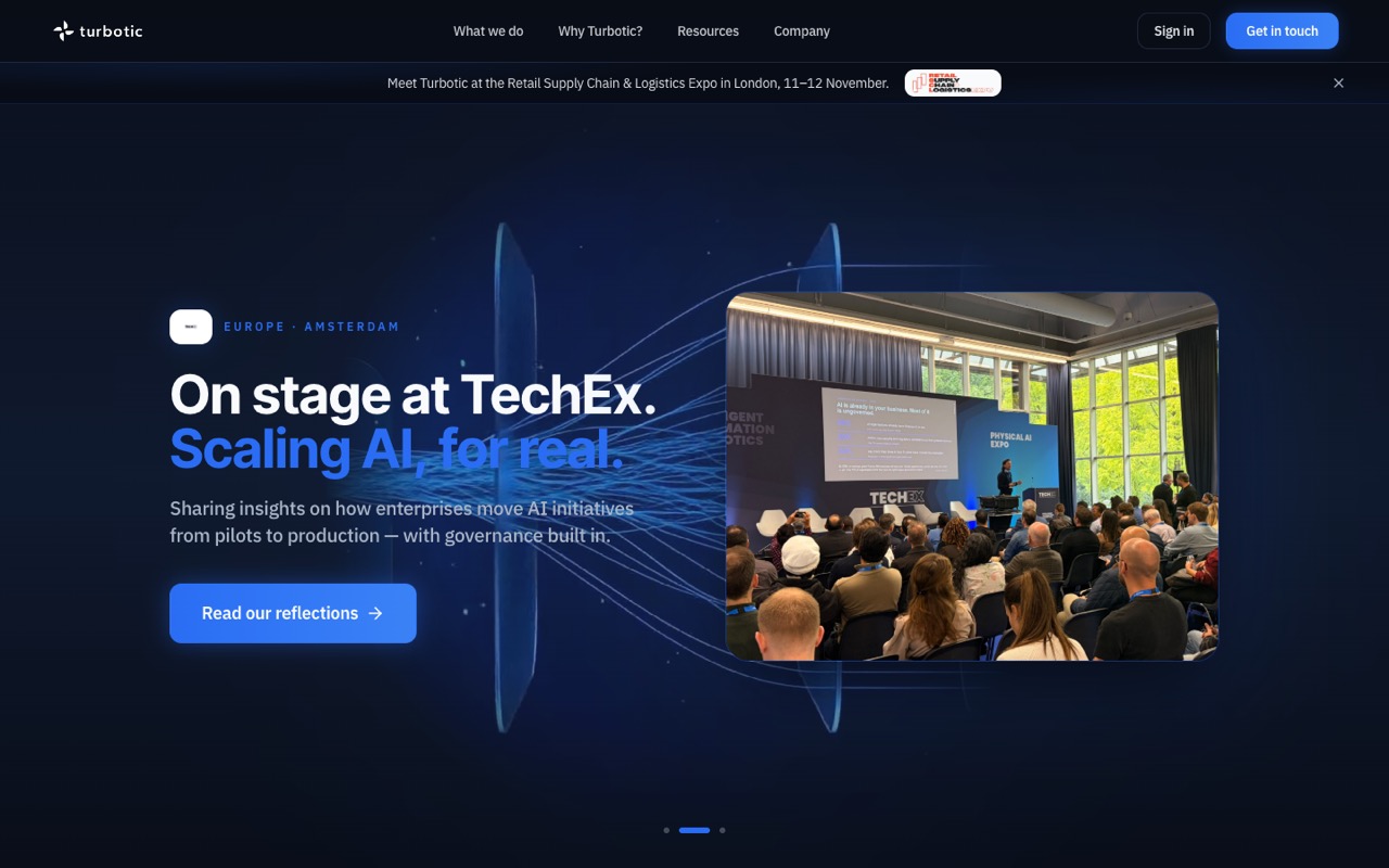 Screenshot of the Turbotic homepage